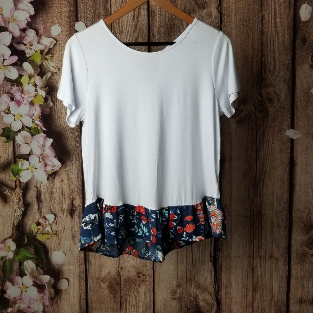 Caslon ruffled hem short sleeves top size …